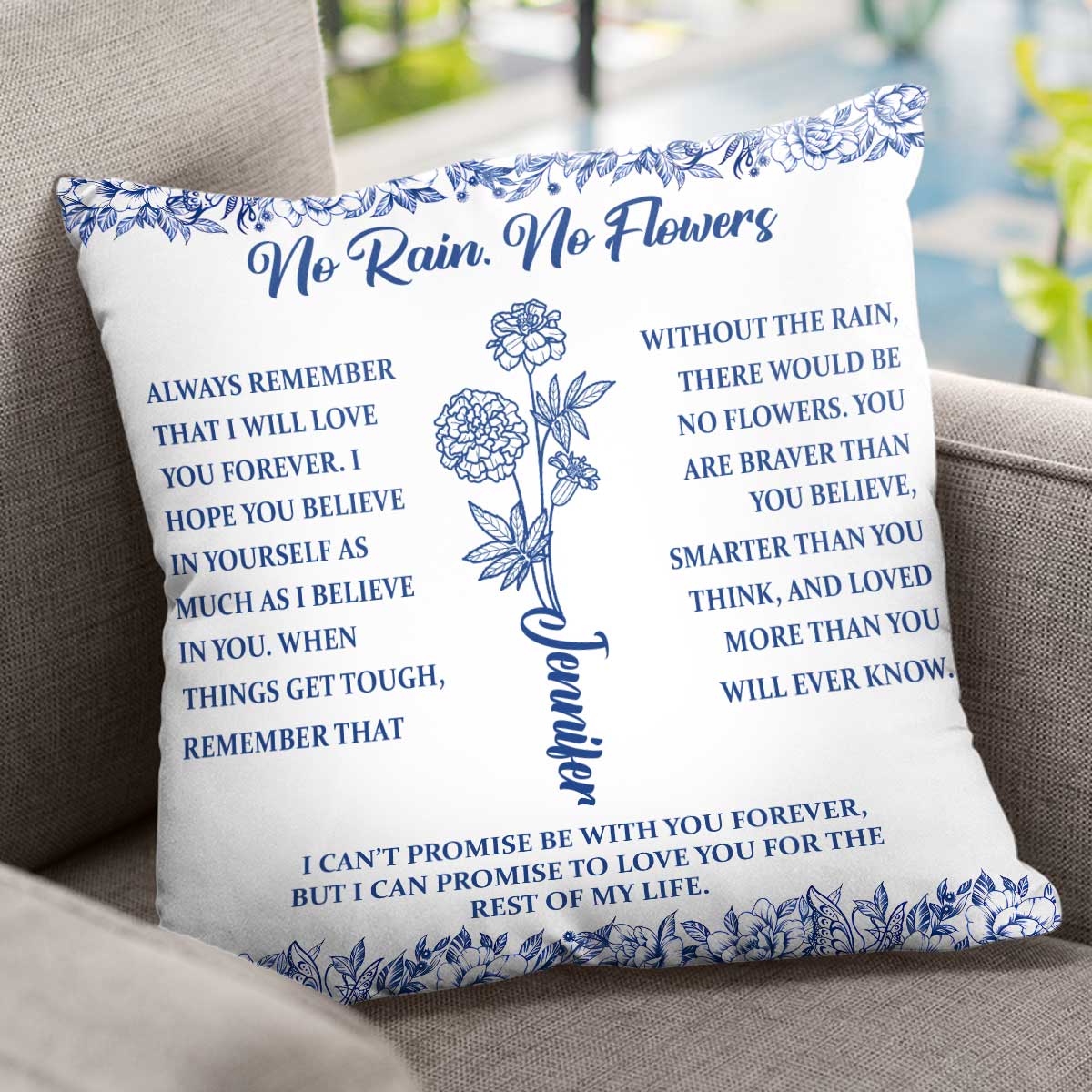 Birthday Gift For Women Birth Flower - Personalized Pillow