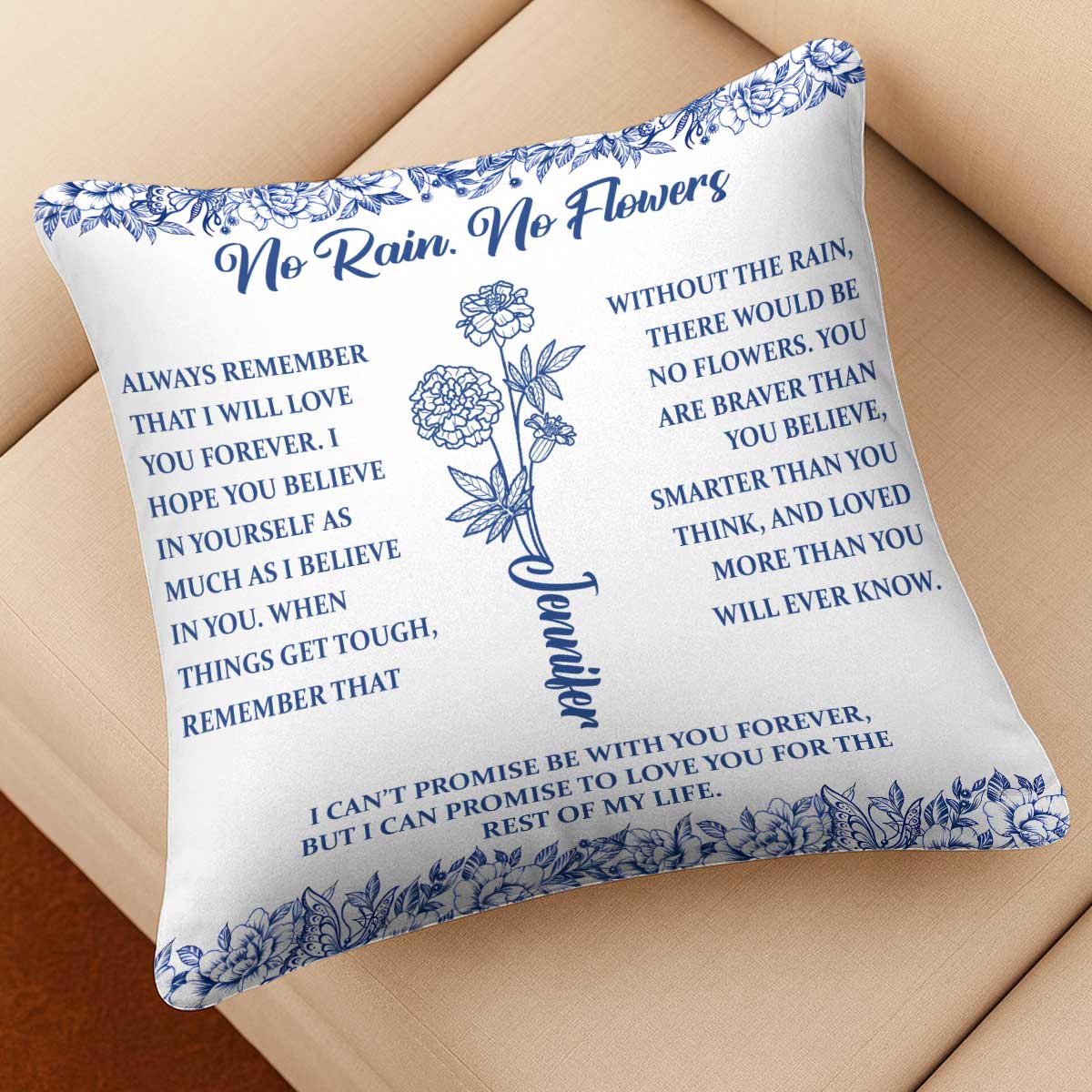 Birthday Gift For Women Birth Flower - Personalized Pillow