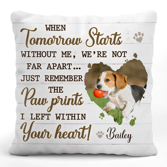 Remember The Paw Prints I Left Within Your Heart - Pet Memorial Gift, Cartoon Art Style - Personalized Pillow