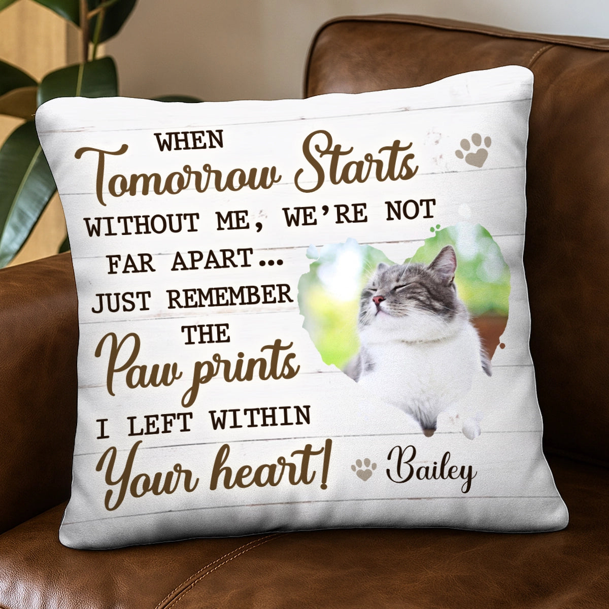 Remember The Paw Prints I Left Within Your Heart - Pet Memorial Gift, Cartoon Art Style - Personalized Pillow
