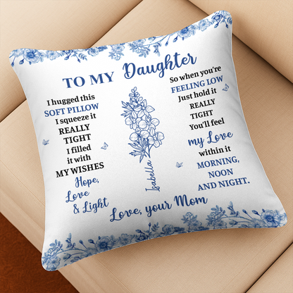 Hug This Pillow Blue Toile - Gift For Daughter - Personalized Pillow
