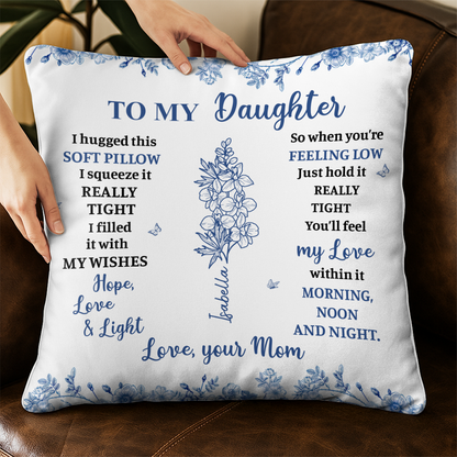 Hug This Pillow Blue Toile - Gift For Daughter - Personalized Pillow