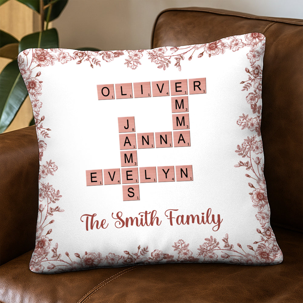 Family Crossword Art - Created In A Moment, Treasured Forever - Personalized Pillow