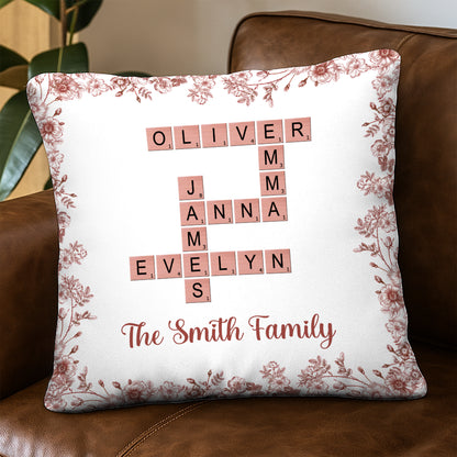 Family Crossword Art - Created In A Moment, Treasured Forever - Personalized Pillow