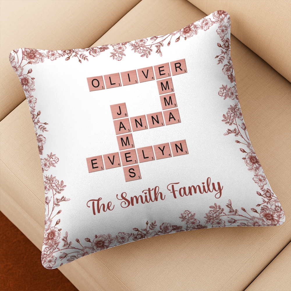 Family Crossword Art - Created In A Moment, Treasured Forever - Personalized Pillow