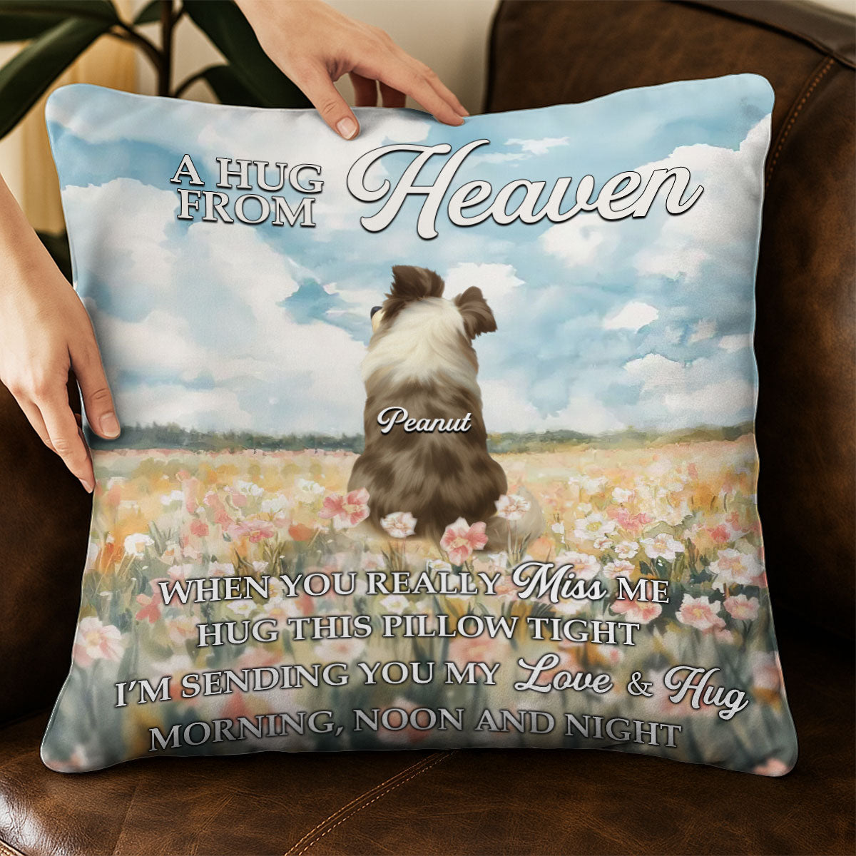 Hug From Heaven - Dog Memorial - Personalized Pillow