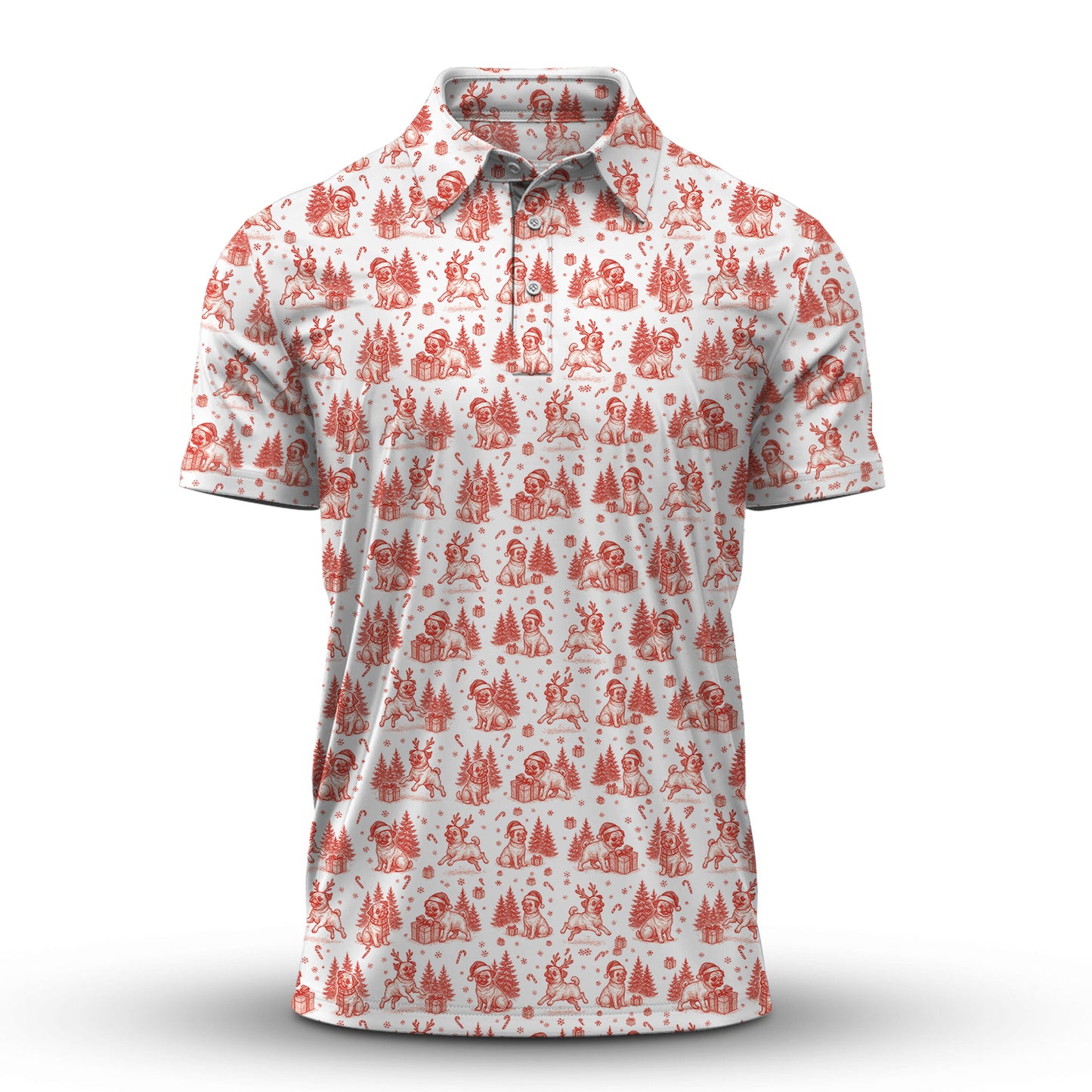 Pug Toile De Jouy Pattern Shirt, Christmas Pug Shirts, Xmas Hoodie For Pug Lover