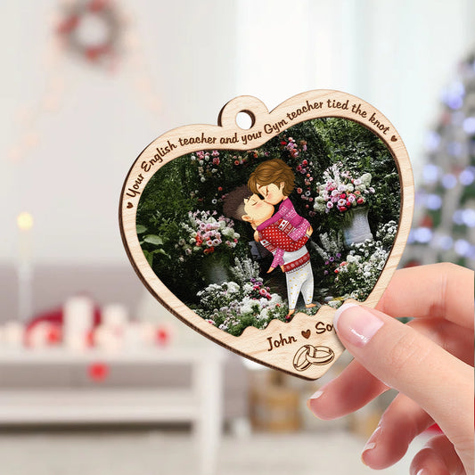 Personalized 2-Layer Heart Wooden Ornament - Custom Wedding or Anniversary Gift-MKweb3