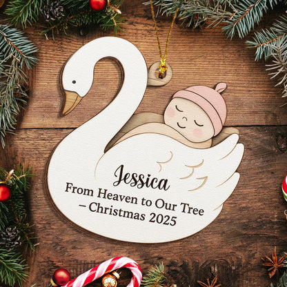 Personalized 2-Layer Wooden Baby Ornament – From Heaven to Our Tree Christmas Keepsake UWOCP2A-HH28-HN19080352-ads4