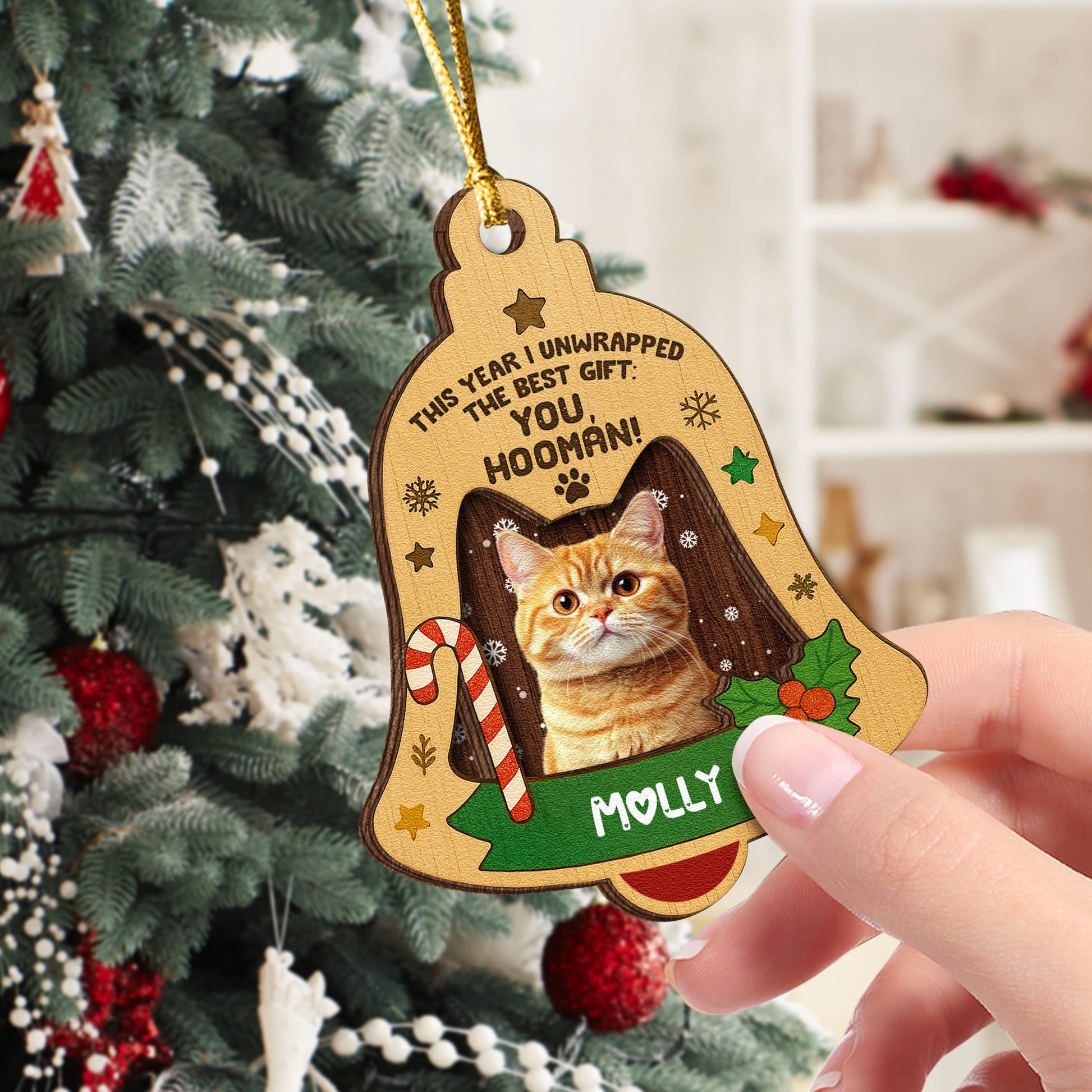 Personalized 2-Layer Wooden Cat Christmas Ornament With Photo And Name - Holiday Keepsake Gift WC-HN26-TT31web2