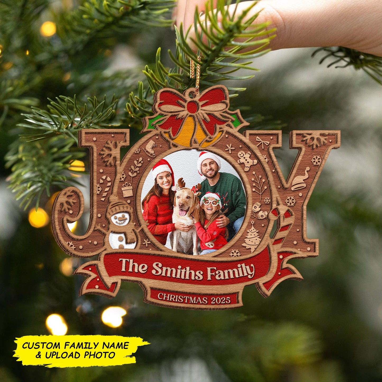 Personalized 2-Layer Wooden Christmas Ornament - Custom Photo Family Keepsake-MKweb1