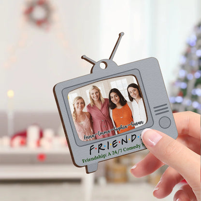 Personalized 2-Layer Wooden Friends Ornament - Retro TV Design - Friendship: A 24/7 Comedy Special UWOCP2A-KL55-HN21080720-web3
