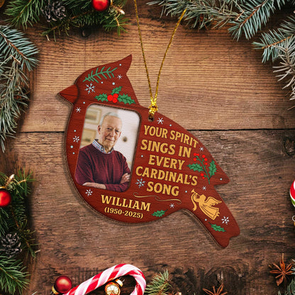 Personalized 2-Layer Wooden Ornament - Cardinal Memorial Photo Decoration-web4