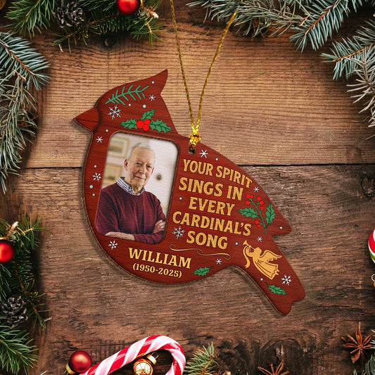 Personalized 2-Layer Wooden Ornament - Cardinal Memorial Photo Decoration-web4