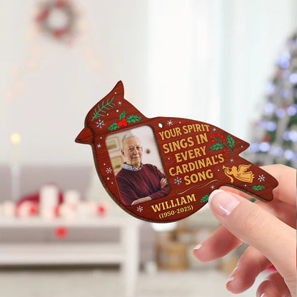 Personalized 2-Layer Wooden Ornament - Cardinal Memorial Photo Decoration-web5