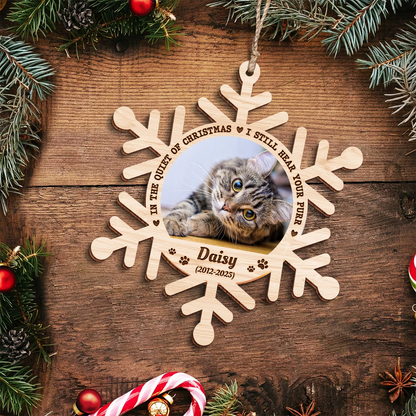 Personalized 2-Layer Wooden Ornament - In the Quiet of Christmas, I Still Hear Your Purr Web3