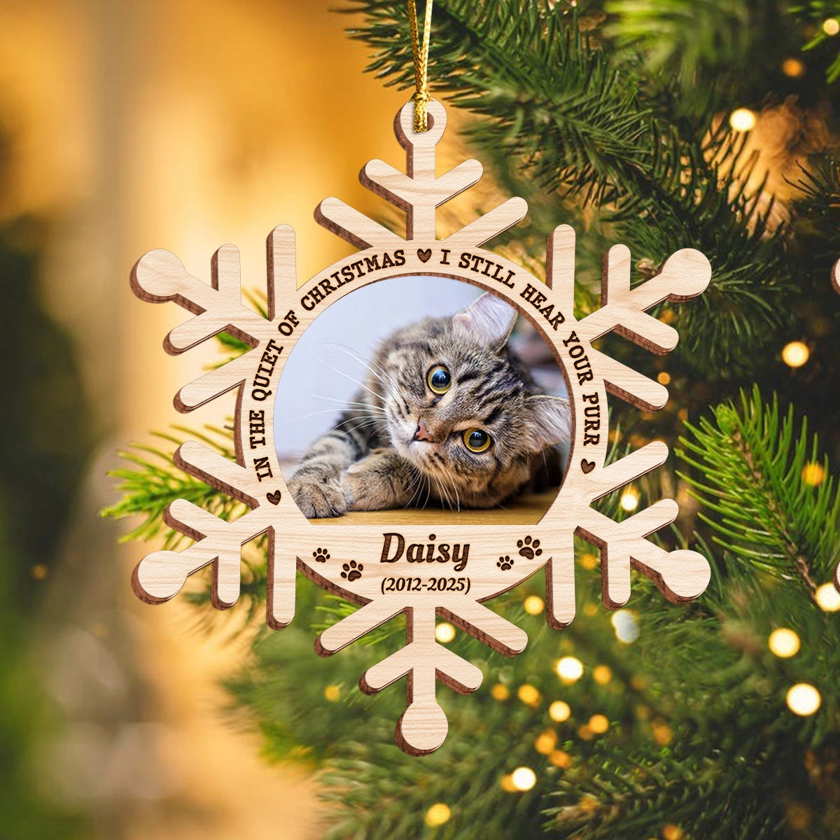 Personalized 2-Layer Wooden Ornament - In the Quiet of Christmas, I Still Hear Your Purr Web4
