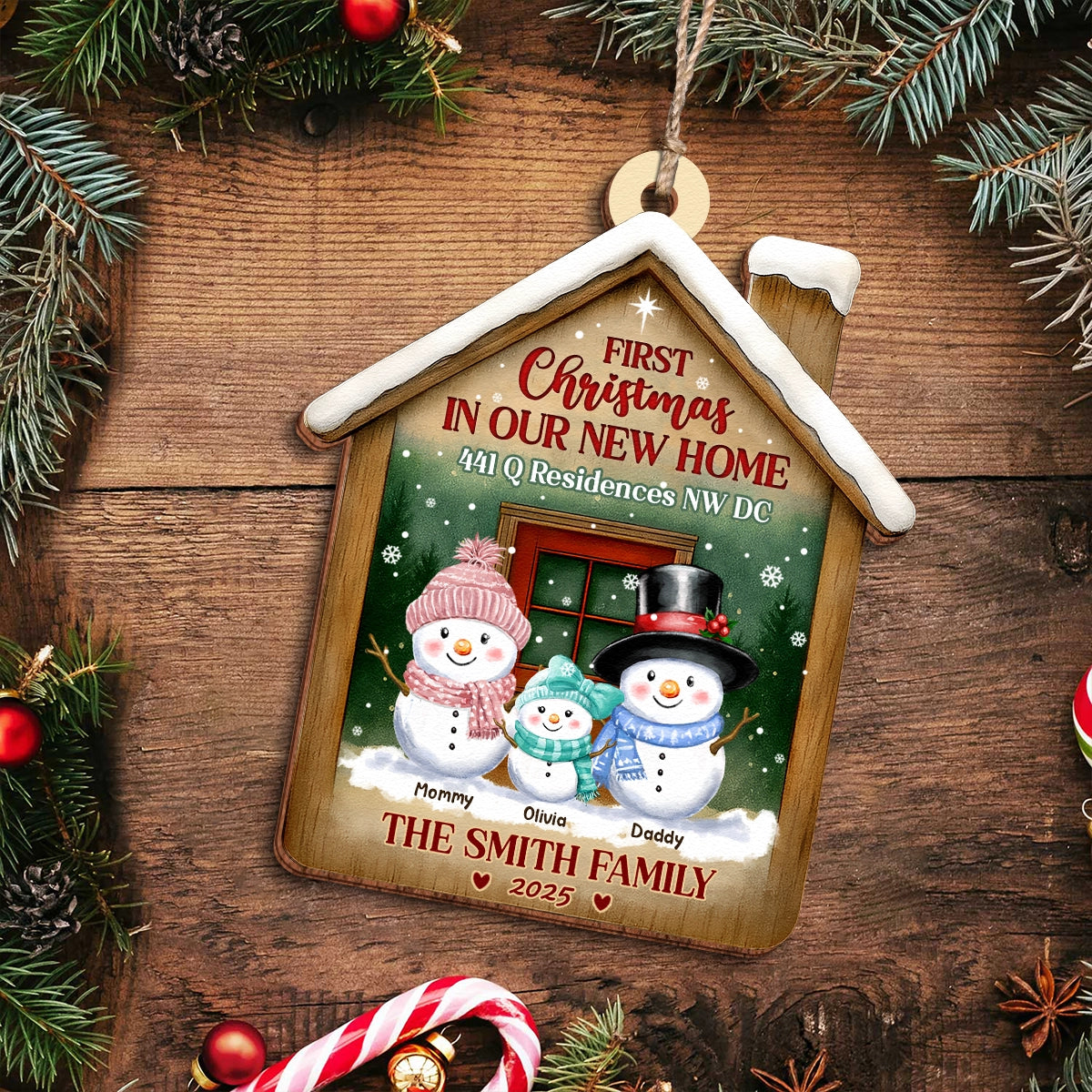 Personalized 2-Layer Wooden Ornament - Our New Home 2025 - First Christmas UWOCPD-HN34-TT46web3