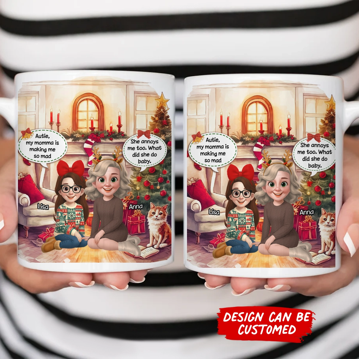 Personalized Aunt and Niece Mug - Funny Christmas Gift for Auntie, Holiday Coffee Cup web2