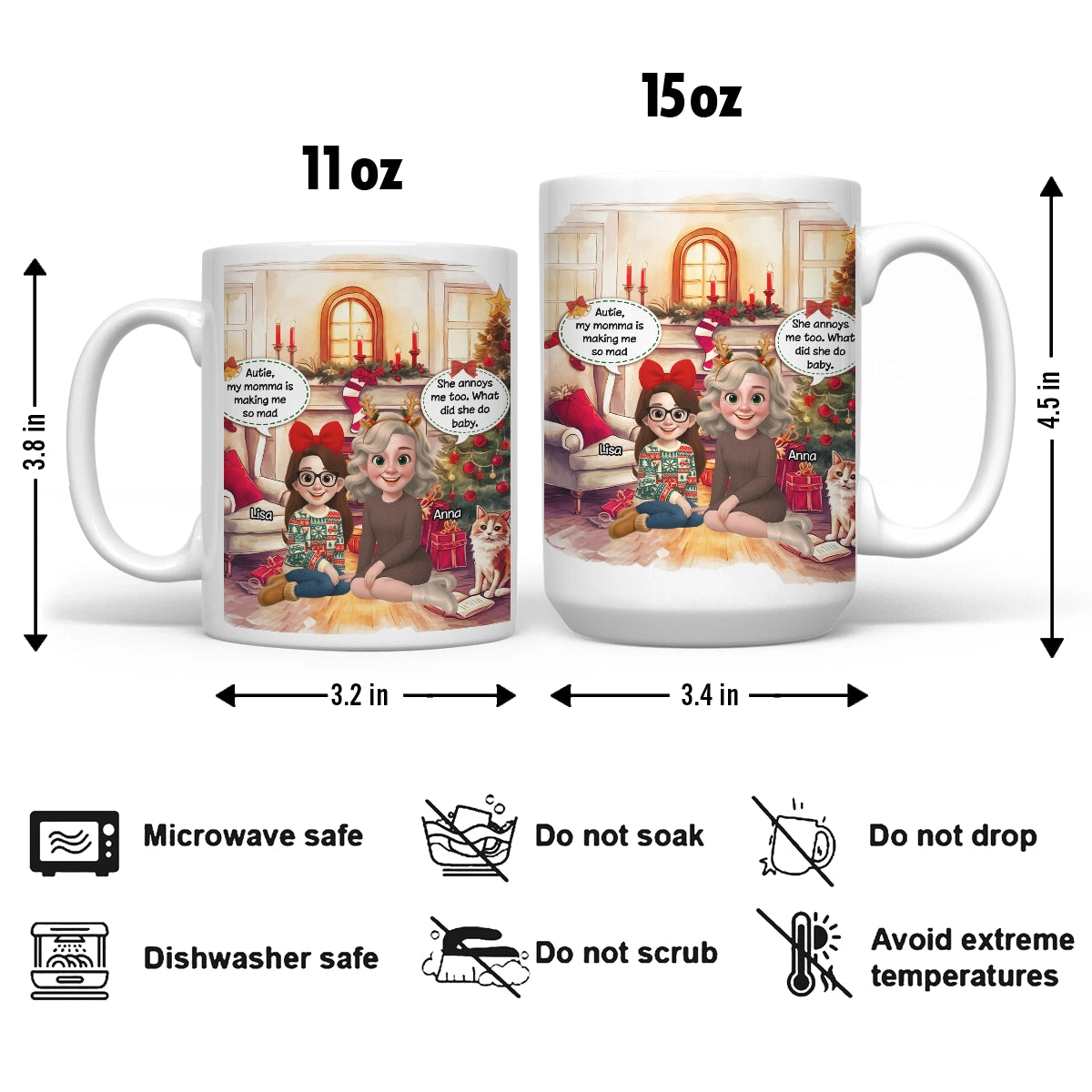 Personalized Aunt and Niece Mug - Funny Christmas Gift for Auntie, Holiday Coffee Cup web5