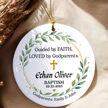 Personalized Baptism Ceramic Ornament - Custom Name, Date & Godparents Gift-MK_Web5