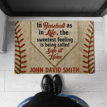 Personalized Baseball Doormat - Safe at Home Quote Custom Name Welcome Mat-DM-NM42-HN18080651-web2