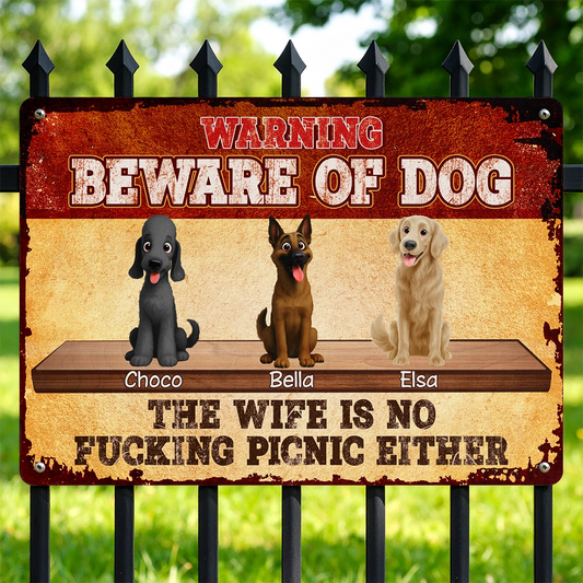 Personalized Beware of Dog Metal Sign - Funny Custom Dog Warning Sign-mk1