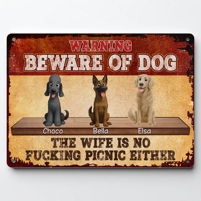 Personalized Beware of Dog Metal Sign - Funny Custom Dog Warning Sign-mk2