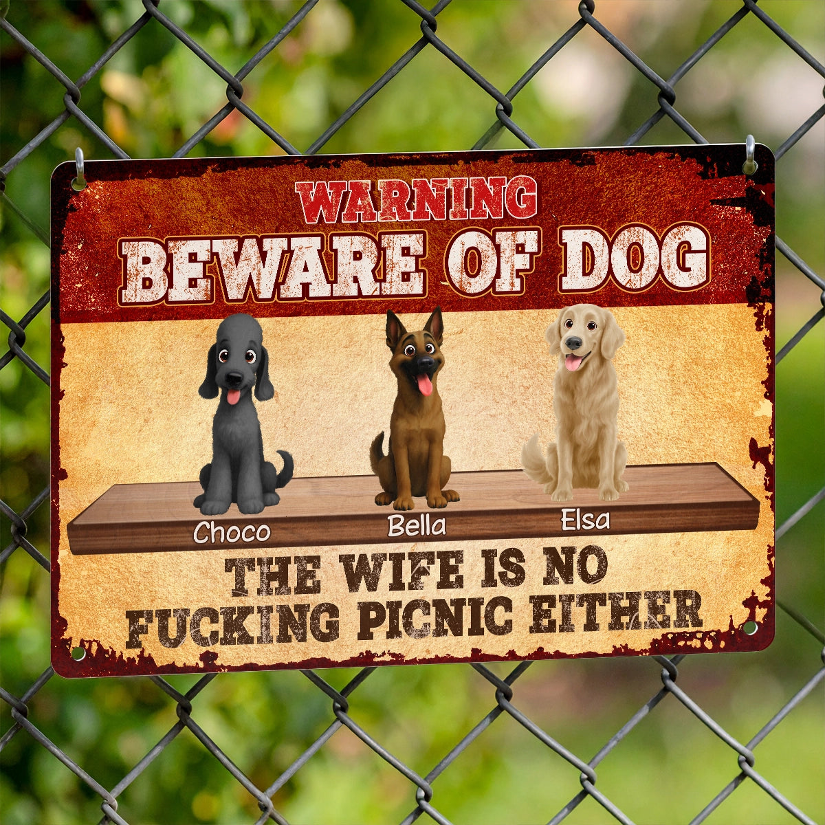 Personalized Beware of Dog Metal Sign - Funny Custom Dog Warning Sign-mk3