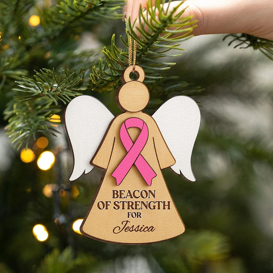 Personalized Breast Cancer Awareness Wooden Ornament - 2 Layer Angel Keepsake Gift-UWOCP2A-HN24-HN17081438web4