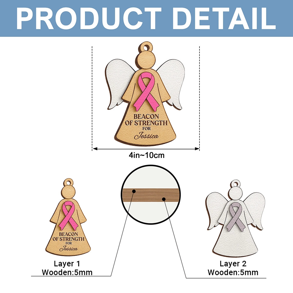 Personalized Breast Cancer Awareness Wooden Ornament - 2 Layer Angel Keepsake Gift-UWOCP2A-HN24-HN17081438web5