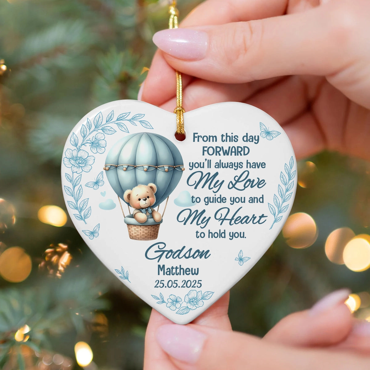Personalized Ceramic Heart Ornament - Godchild Gift - You'll Always Have My Love OH-HN18-TT19Web1
