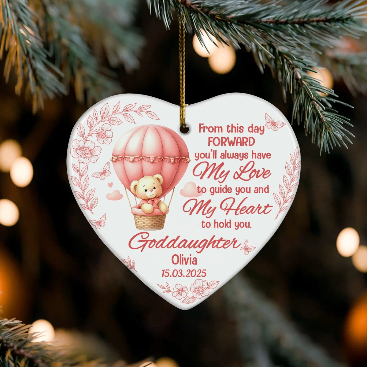 Personalized Ceramic Heart Ornament - Godchild Gift - You'll Always Have My Love OH-HN18-TT19Web2