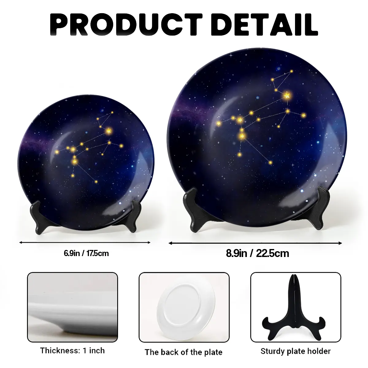 Personalized Ceramic Round Plate - Custom Pet Memorial Constellation Design-PL-LA36-HN104