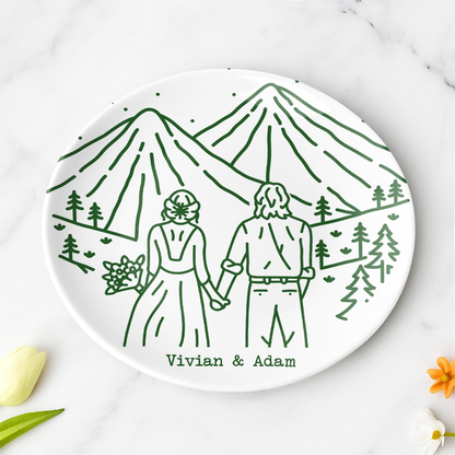 Personalized Ceramic Round Plate - Custom Wedding & Anniversary Gift for Couples-RP-NM26-TX57-web3