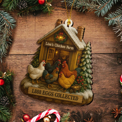Personalized Chicken Farm Christmas Ornament - Custom Wooden Barnyard Holiday Decoration UWOCP2A-HH26-HN17081559-web4
