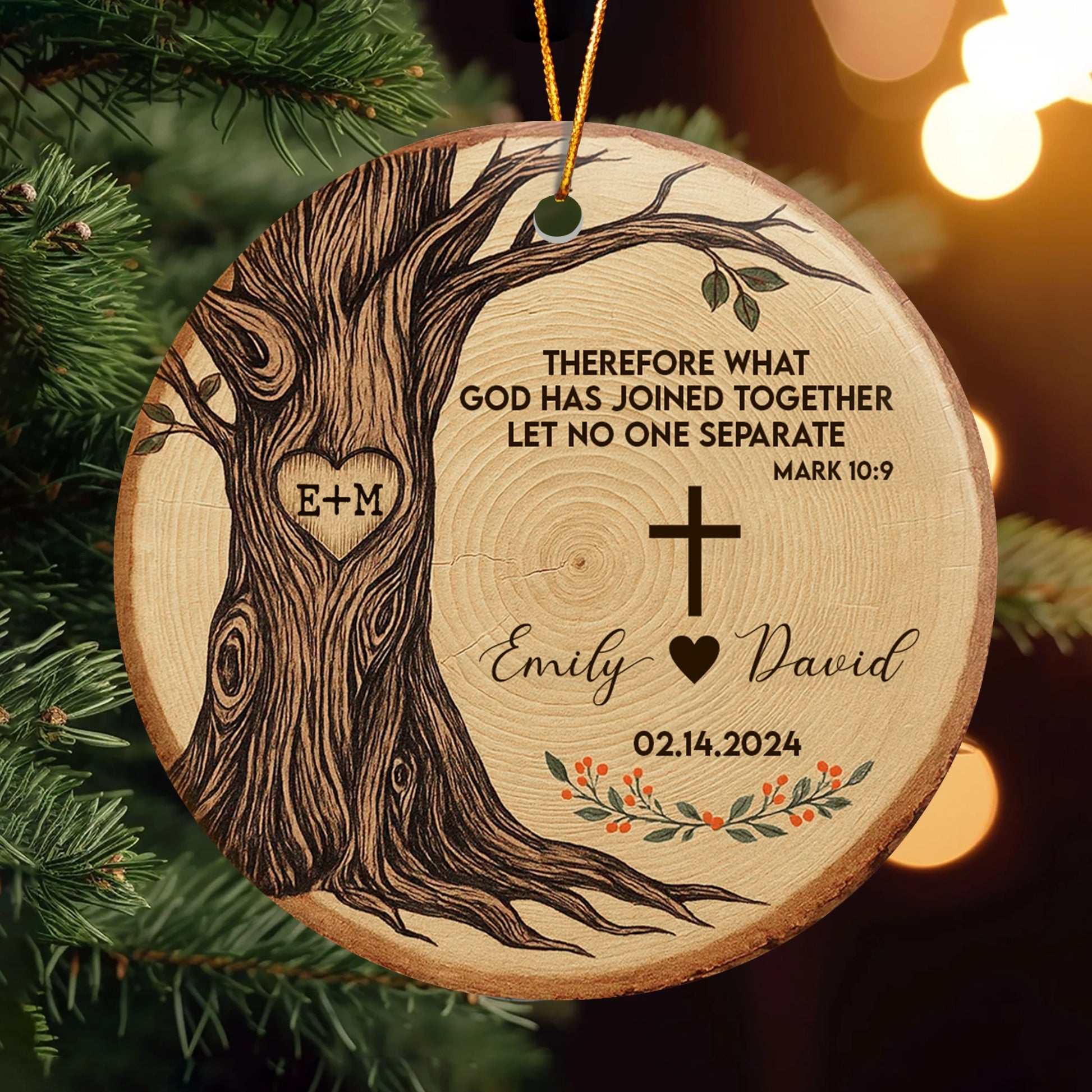 Personalized Christian Wedding Ornament - Custom Ceramic Keepsake Gift-OR-KL47-TT21-web1
