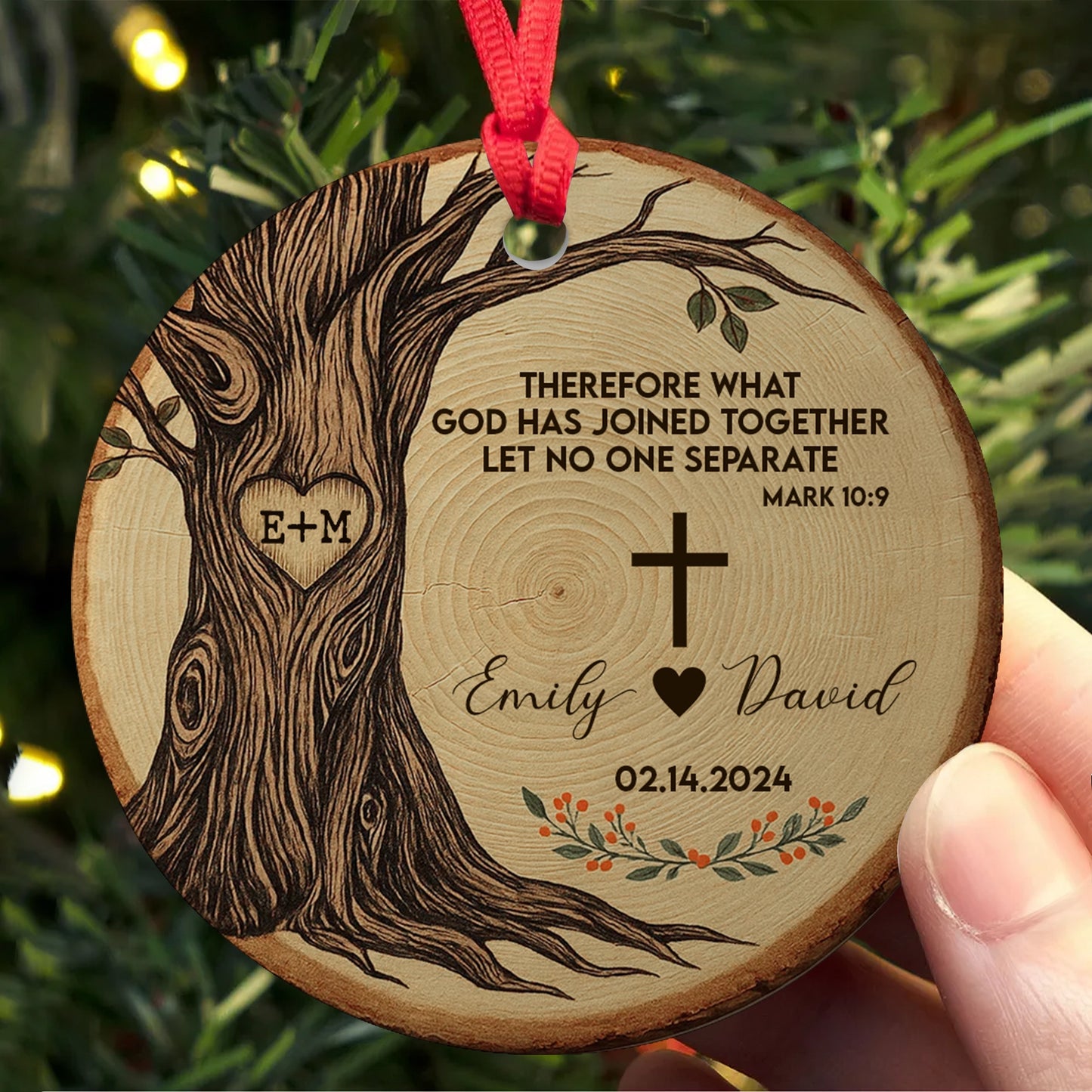 Personalized Christian Wedding Ornament - Custom Ceramic Keepsake Gift-OR-KL47-TT21-web3