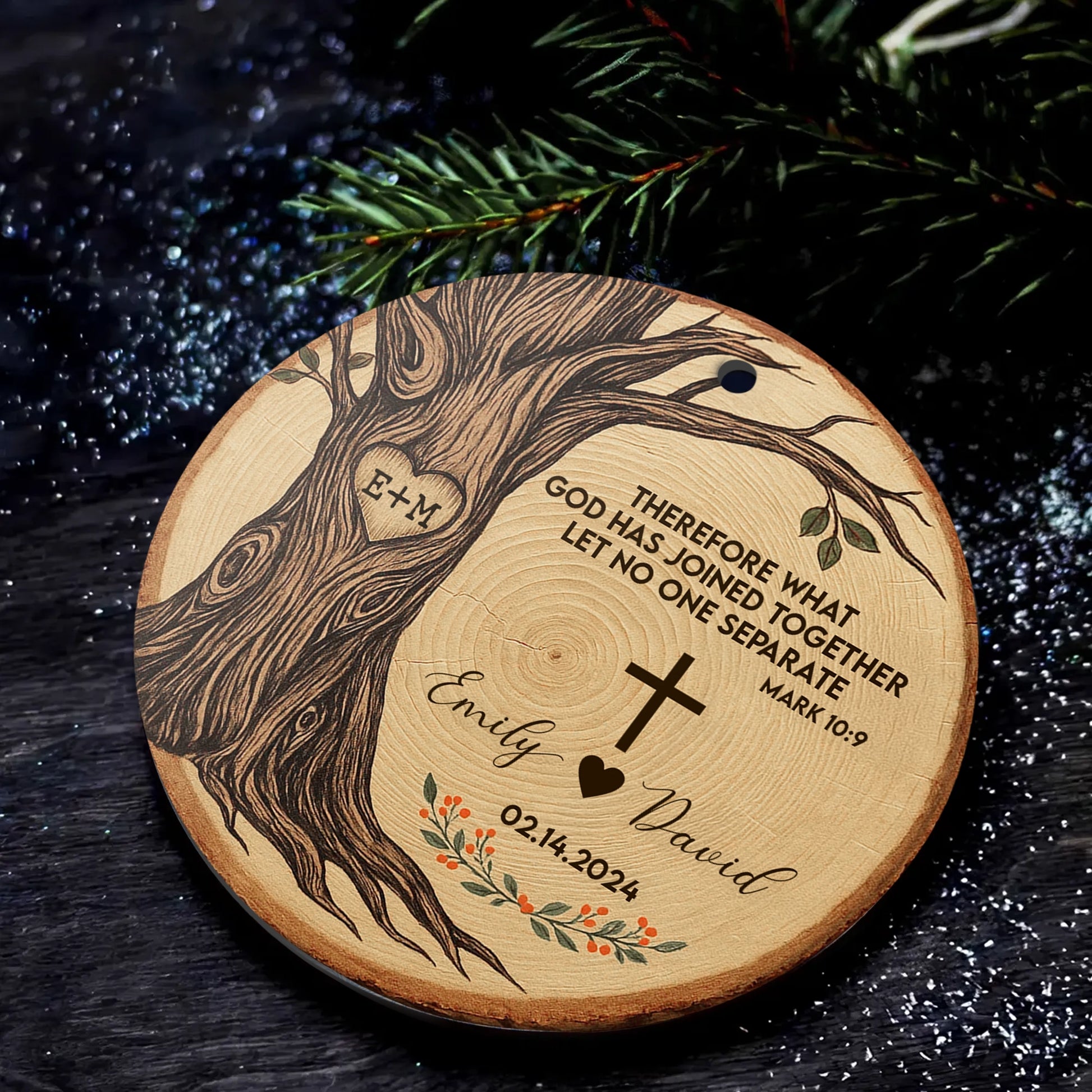 Personalized Christian Wedding Ornament - Custom Ceramic Keepsake Gift-OR-KL47-TT21-web4
