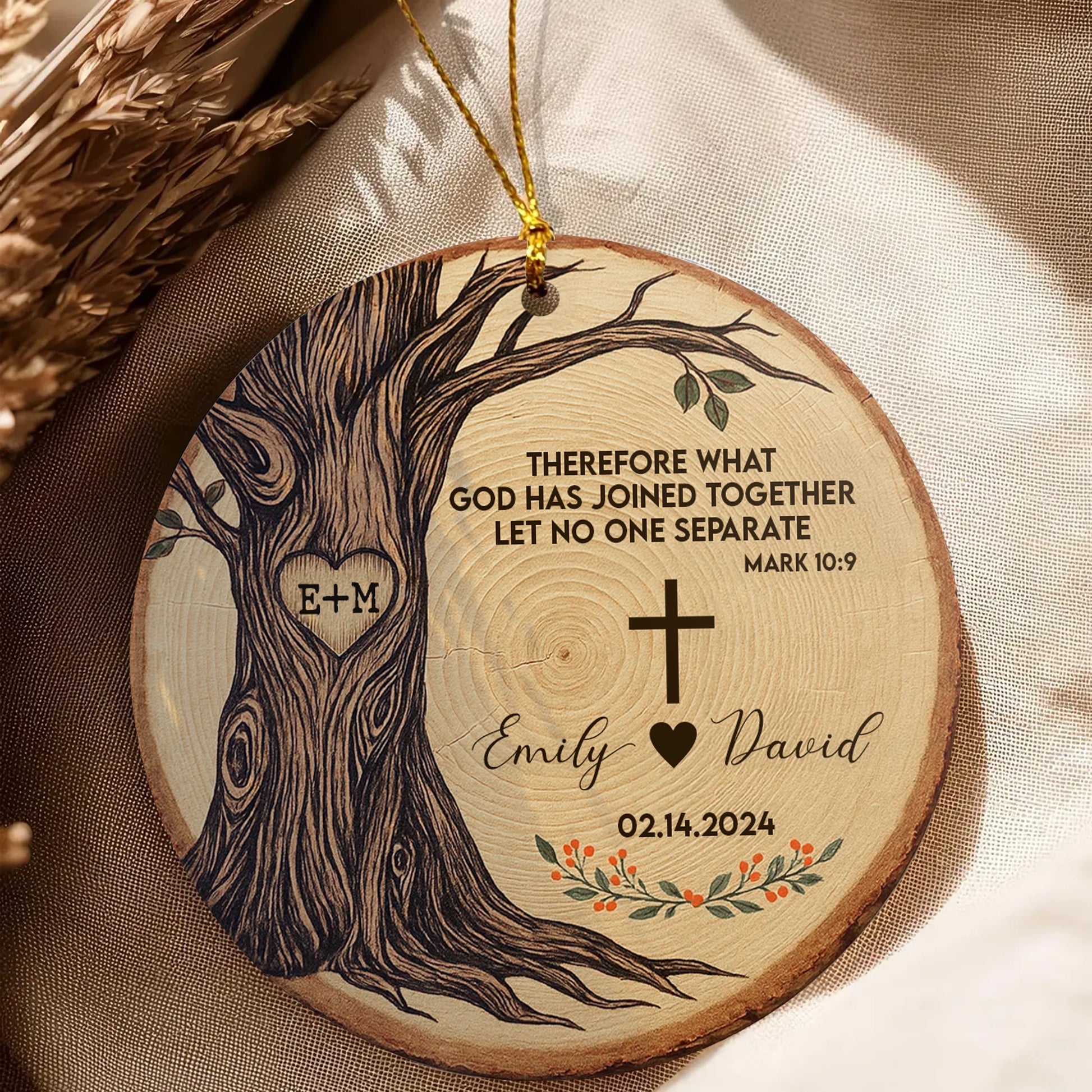 Personalized Christian Wedding Ornament - Custom Ceramic Keepsake Gift-OR-KL47-TT21-web5