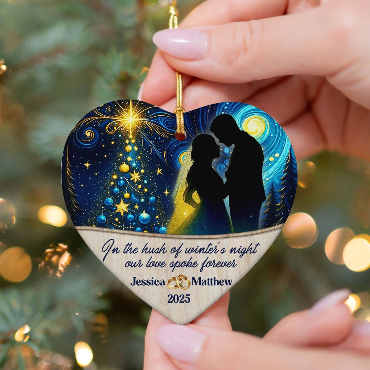 Personalized Couple Ceramic Ornament - Romantic Heart Keepsake with Names & Year-OH-HN17-TT18-Web1