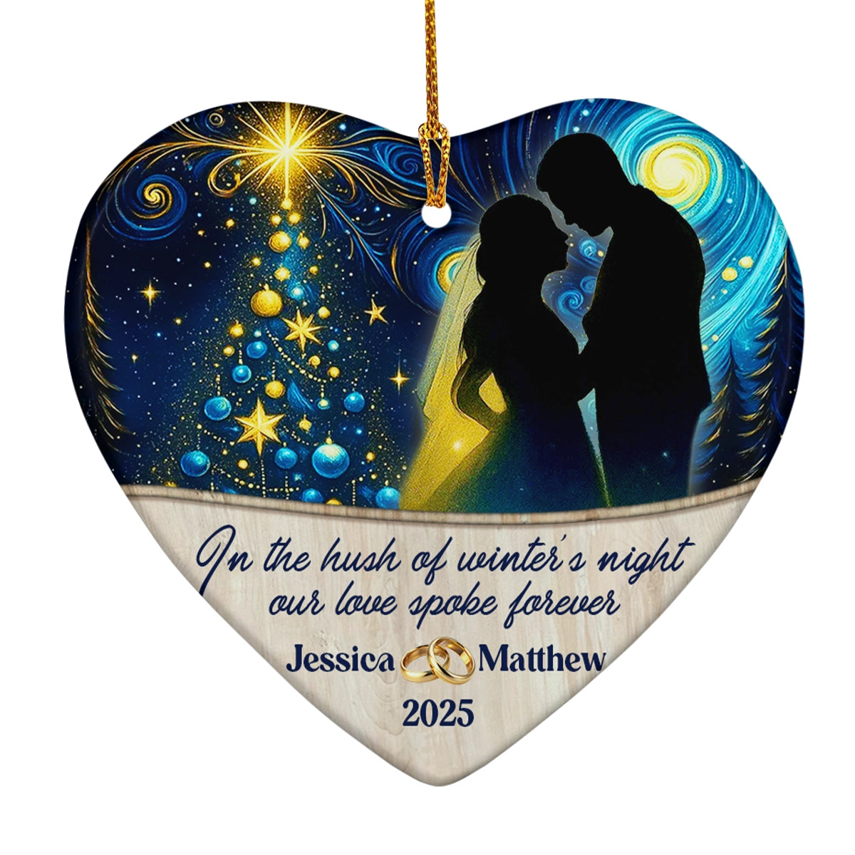 Personalized Couple Ceramic Ornament - Romantic Heart Keepsake with Names & Year-OH-HN17-TT18-Web3