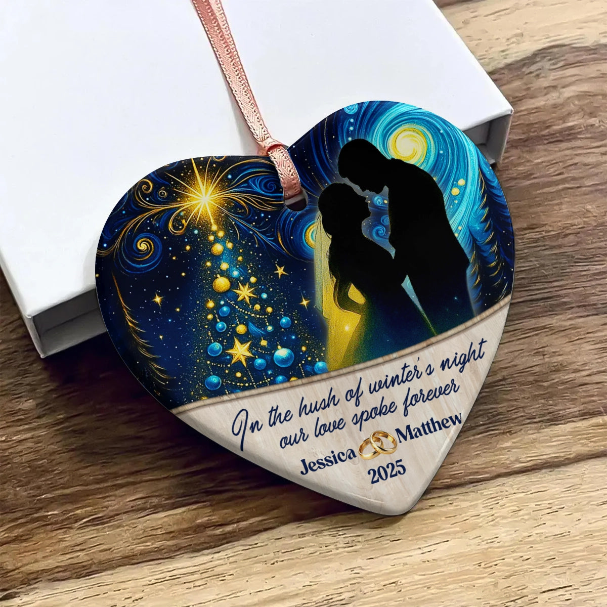 Personalized Couple Ceramic Ornament - Romantic Heart Keepsake with Names & Year-OH-HN17-TT18-Web4
