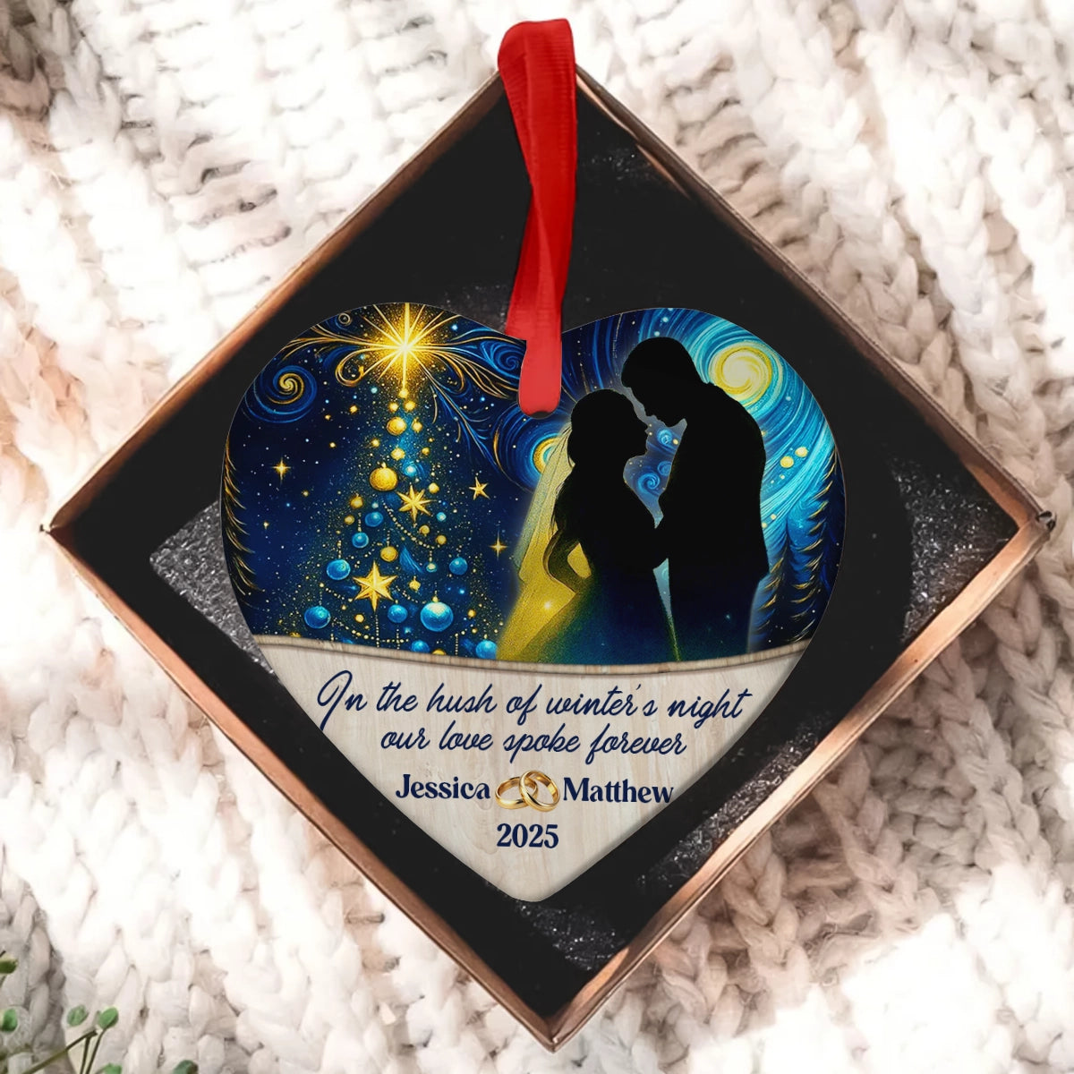 Personalized Couple Ceramic Ornament - Romantic Heart Keepsake with Names & Year-OH-HN17-TT18-Web6