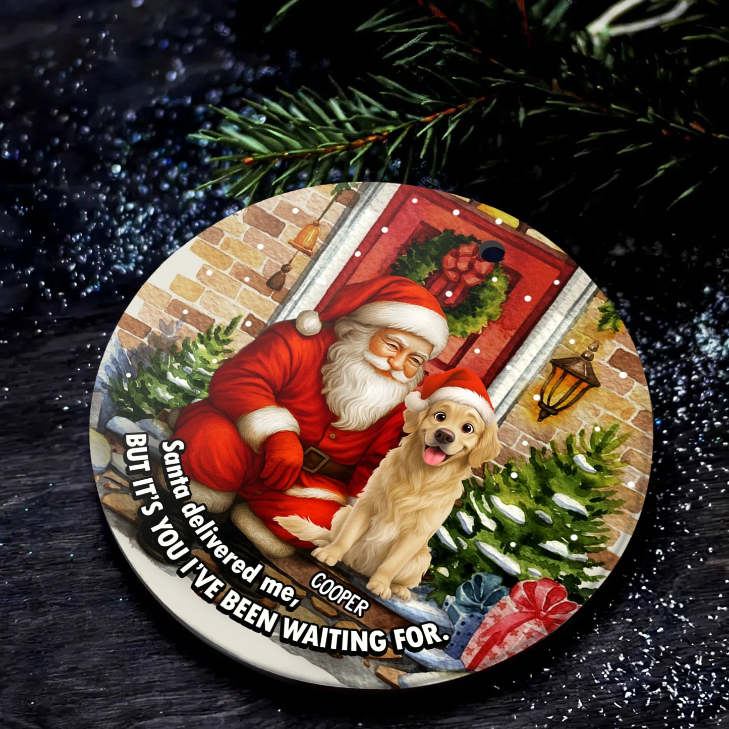 Personalized Dog Ceramic Ornament - Santa Delivered Me Christmas Gift-web4