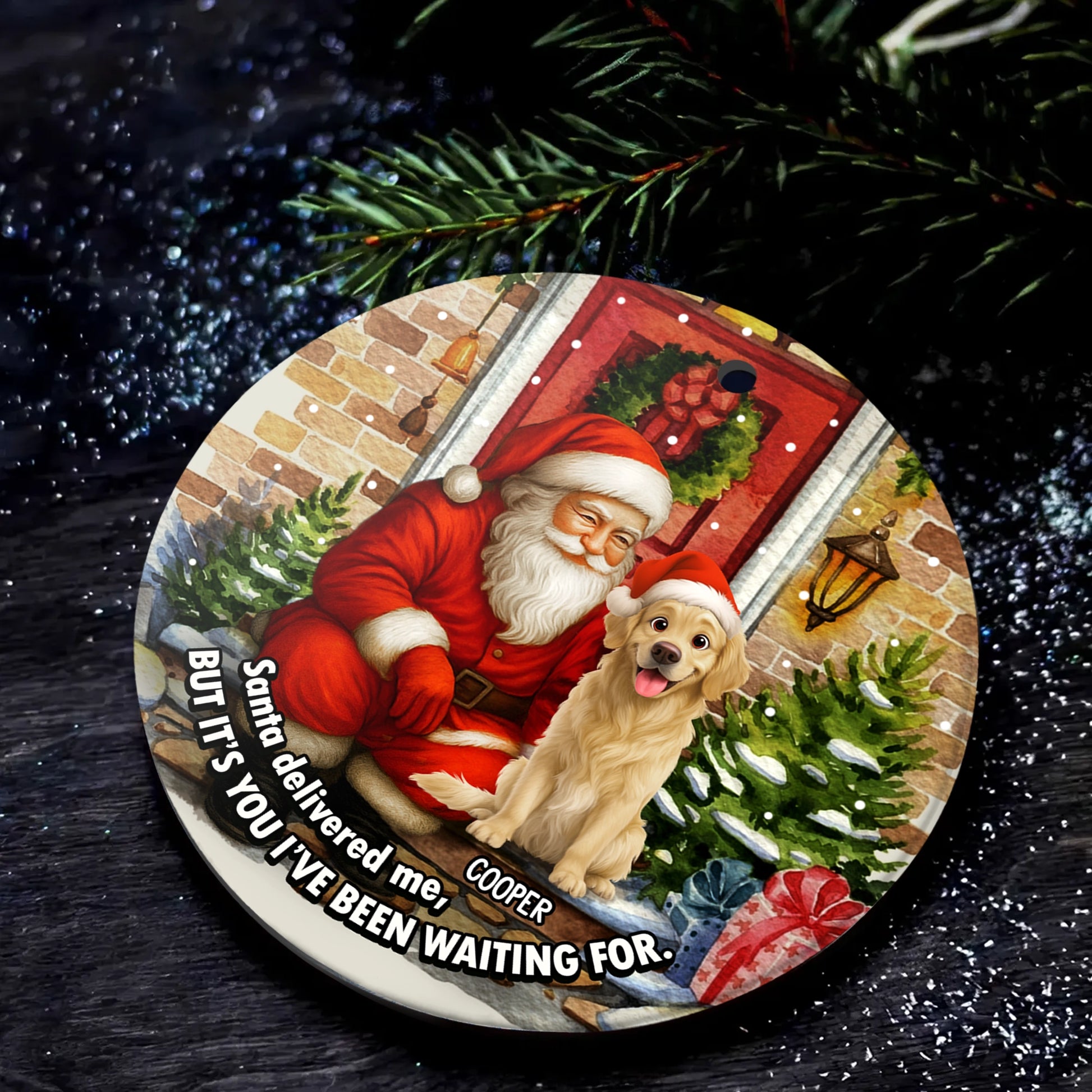 Personalized Dog Ceramic Ornament - Santa Delivered Me Christmas Gift-web4