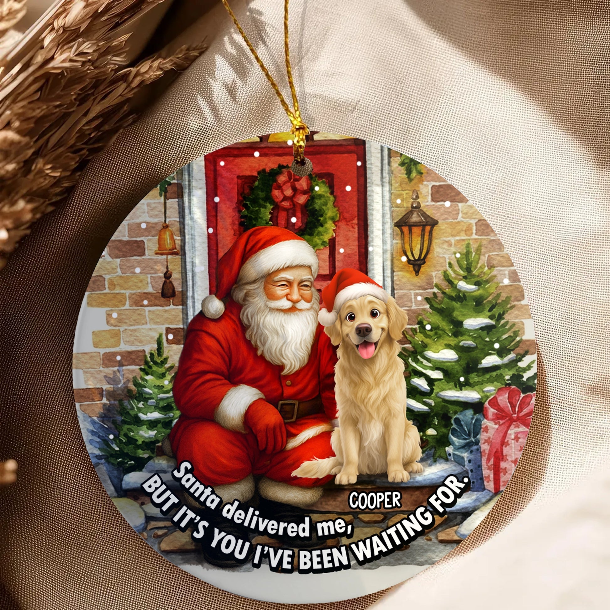 Personalized Dog Ceramic Ornament - Santa Delivered Me Christmas Gift-web5