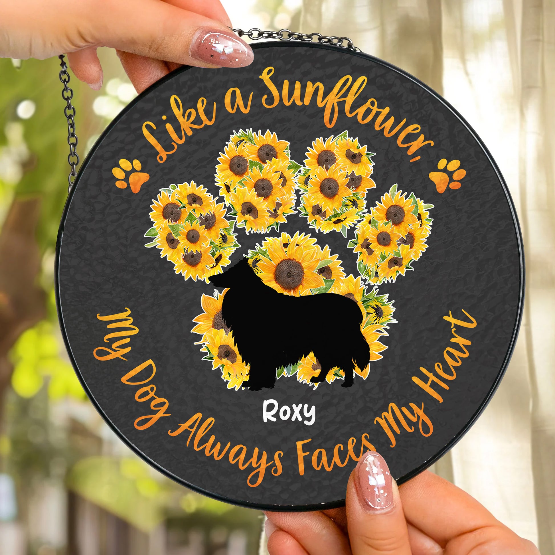 Personalized Dog Sunflower Suncatcher - Like A Sunflower - Window Hanging Ornament WG-KL16-HN15-web2