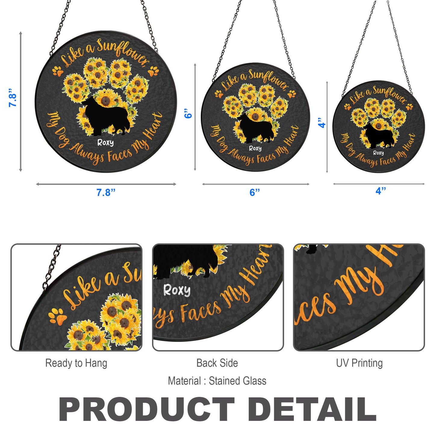 Personalized Dog Sunflower Suncatcher - Like A Sunflower - Window Hanging Ornament WG-KL16-HN15-web3
