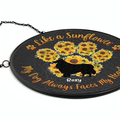 Personalized Dog Sunflower Suncatcher - Like A Sunflower - Window Hanging Ornament WG-KL16-HN15-web4